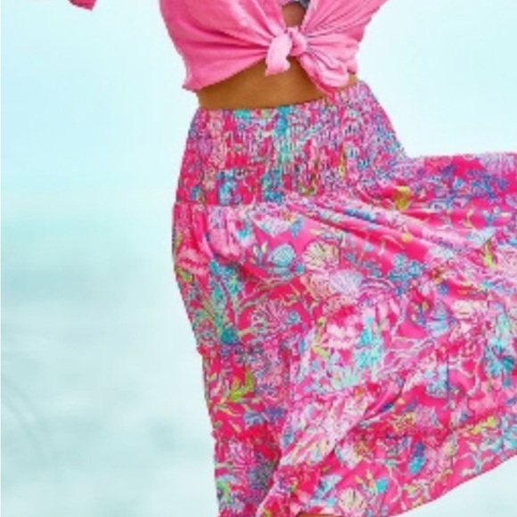 Lilly Pulitzer Pink Deavan Midi Skirt Small EUC - Picture 1 of 4